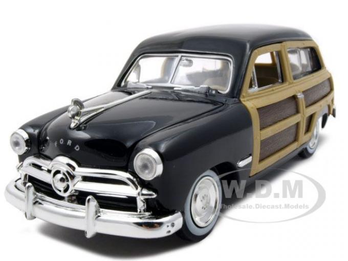 1949 Ford Woody Wagon Black 1/24 Diecast Model Car