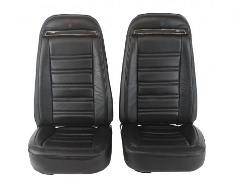 CA 1972-1974 Chevrolet Corvette 100% Leather Mounted Seat Cover Set With Shoulder Harness 419420MS | 59-96 Black