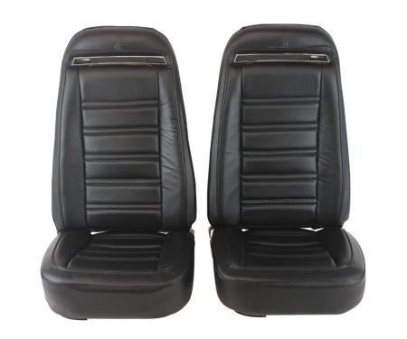 CA 1972-1974 Chevrolet Corvette 100% Leather Mounted Seat Cover Set With Shoulder Harness 419420MS | 59-96 Black