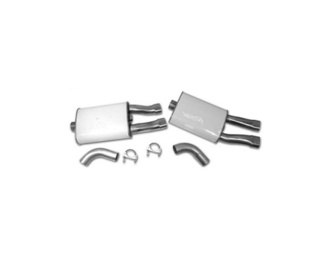 Corvette Dynomax Ultra Flo Mufflers, Stainless Steel Tips, 1984-1991