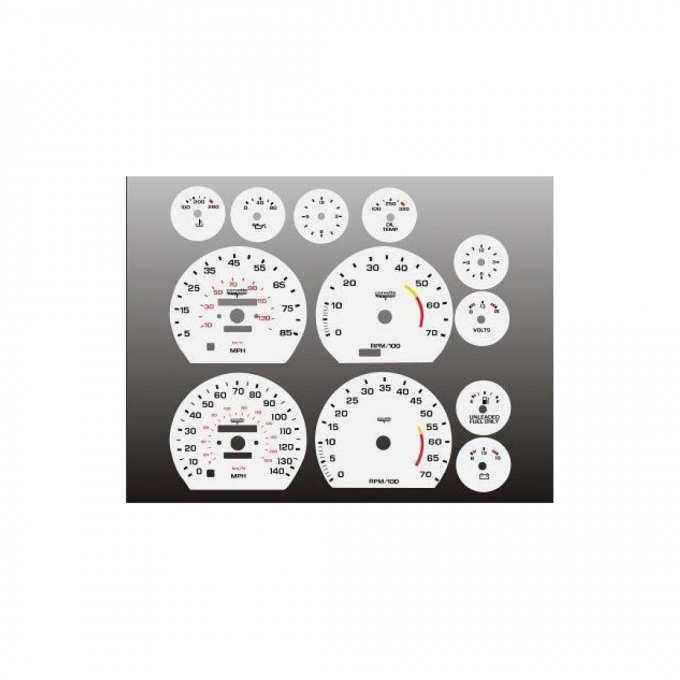 Corvette Instrument Cluster White Face Gauge Decal Set, 1978-1982