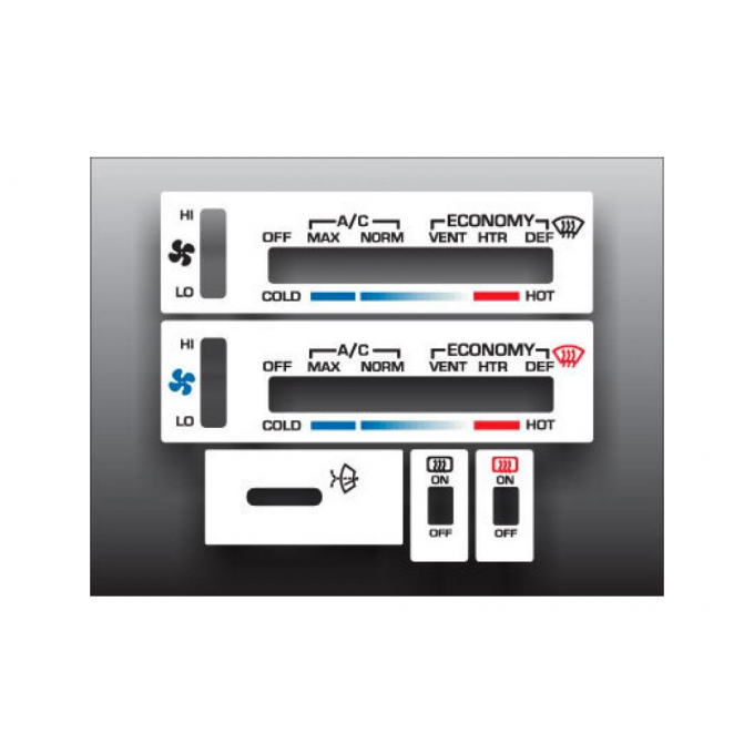 Corvette Heater Control Overlay, 1978-1982