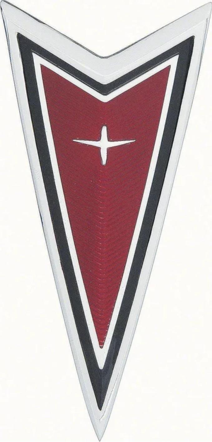 AMD Bumper / Header Emblem, Red Arrowhead, 77-81 Firebird Bumper Cover; 77-79 Ventura Phoenix Header; 77-79 LeMans Header K-499724
