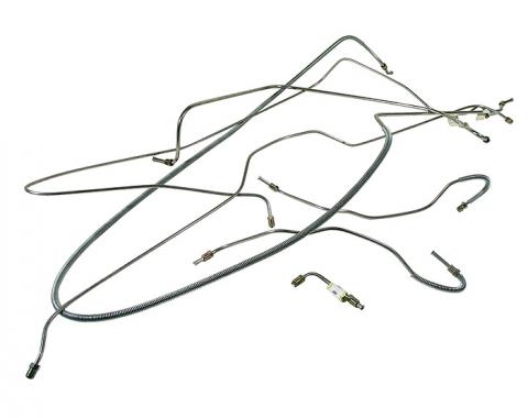 Corvette Brake Line Set, Stainless Steel without Power Brakes 1/4In, 1966