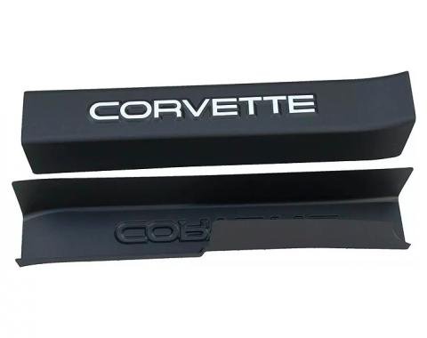 Corvette Black Sill Ease Protectors, With White Letters, 1990-1996