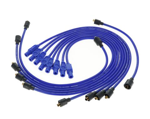Taylor Cable 1960-92 MOPAR Small Block V8 8mm Spiro-Pro Spark Plug Wire Set, Blue, 180&deg; Spark Plug Boot Angle 74671