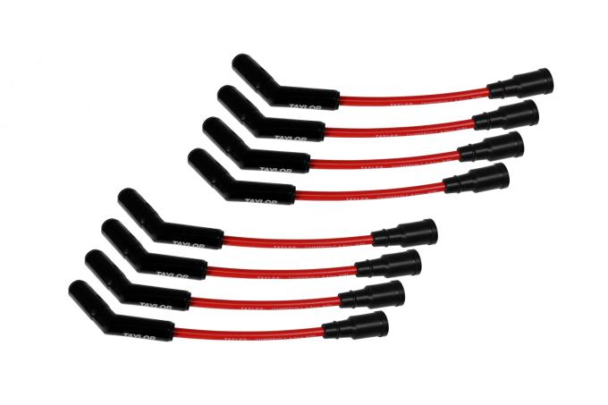 Taylor Cable Ford 7.3L Godzilla Engines 8.2mm ThunderVolt Spark Plug Wires with Black Ceramic Boots, 180&deg; Spark Plug Boot Angle, Red 85273-B