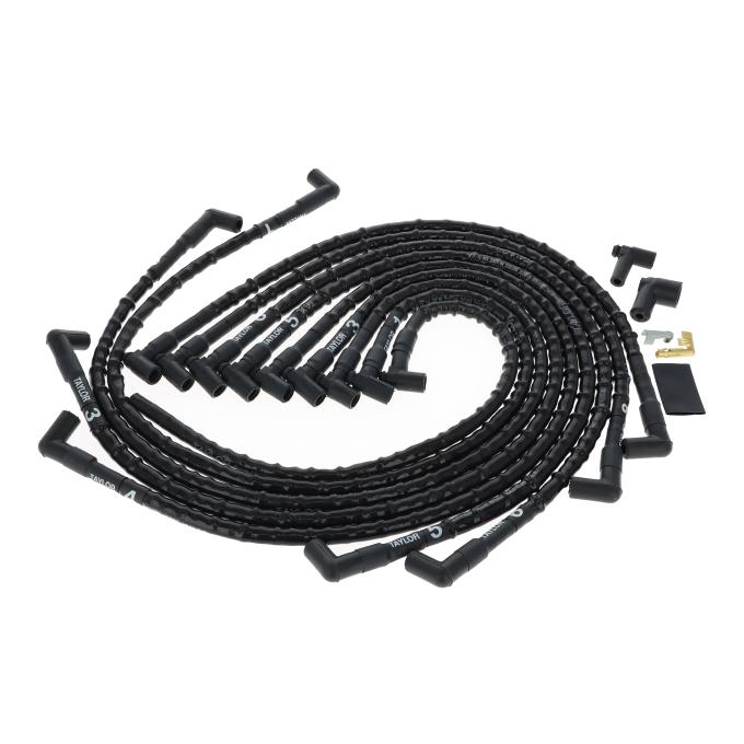 Taylor Cable Chevy Small Block Race Fit 8.2mm Thundervolt Sleeved Spark Plug Wire Set with Over Valve Cover HEI Fitment 86068