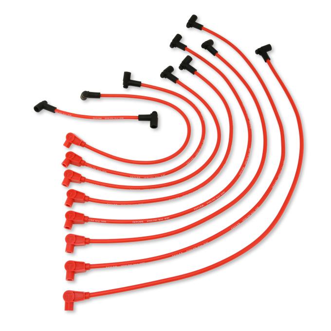 Taylor Cable 1960-79 MOPAR Big Block except HEMI 8mm Spiro-Pro Spark Plug Wire Set, Red, 90&deg;/135&deg; Spark Plug Boot Angle 74272
