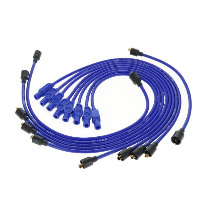 Taylor Cable 1960-92 MOPAR Small Block V8 8mm Spiro-Pro Spark Plug Wire Set, Blue, 180&deg; Spark Plug Boot Angle 74671