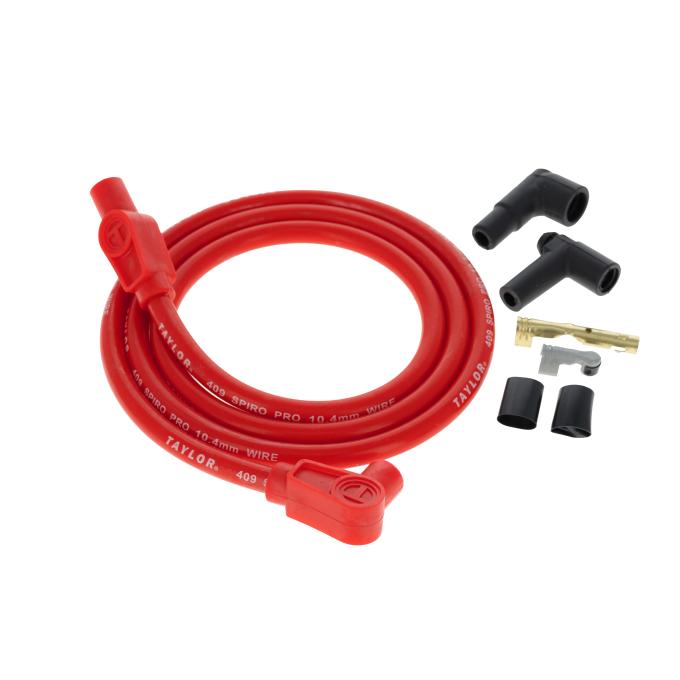 Taylor Cable Universal 10.4mm 409 Series Spark Plug/Coil Wire Repair Kits, 90&deg;/180&deg; Plug Boot, Red 45923