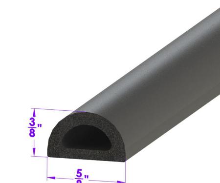 Metro Moulded Parts D Shaped Extrusion. 5/8" Wide X 3/8" High LP 80-F