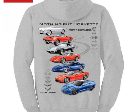 Corvette Hoodie Sweatshirt, Nothing But Corvette, Sport Gray