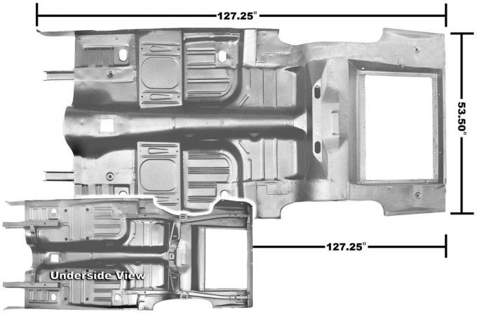 Ford Mustang 1-Piece Floor/Trunk Pan, Coupe/Fastback, 1965-1968 