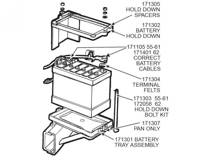 55-62 Battery Hold Down With Shield
