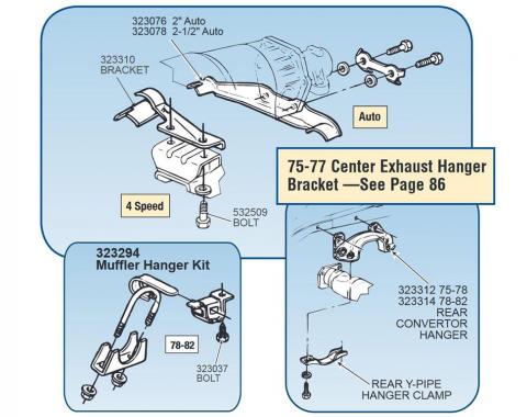 68-78 Exhaust Hanger Bracket - 2 1/2" Center With Automatic Transmission