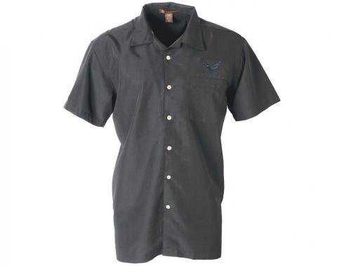 Camp Shirt - Men's Black Textured Stingray With C7 Embroidered Logo