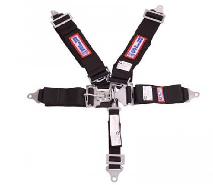 Sport Latch And Link System Racing Seat Belt Harness - Black