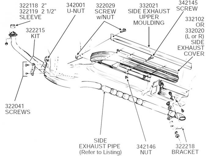 63-67 Side Exhaust Cover Mount Kit - Front