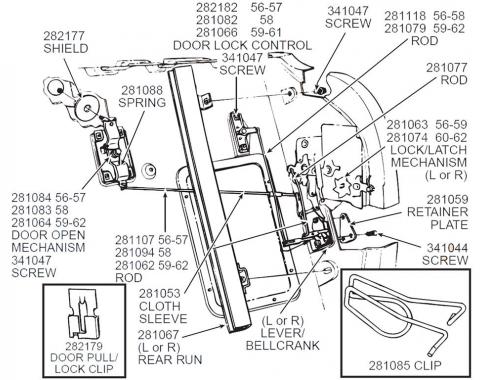 56-62 Rera Door Glass Window Run - Right