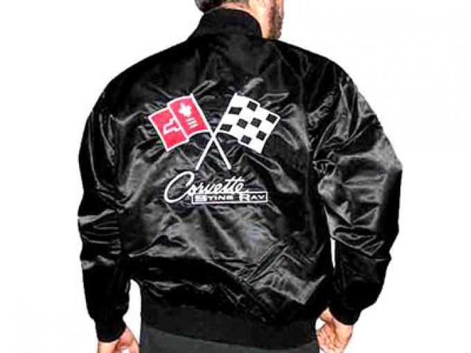 Jacket - Black Satin With Embroidered 63-67 C2 Emblem