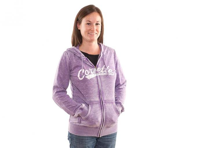 Hoodie Purple Juniors Burnout With Corvette Lettering