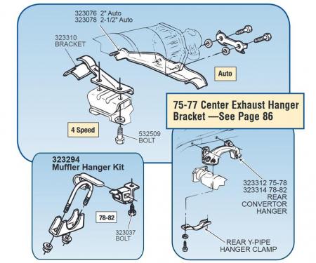 68-78 Exhaust Hanger Bracket - 2 1/2" Center With Automatic Transmission