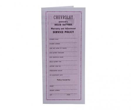 56-61 Battery Warranty Card