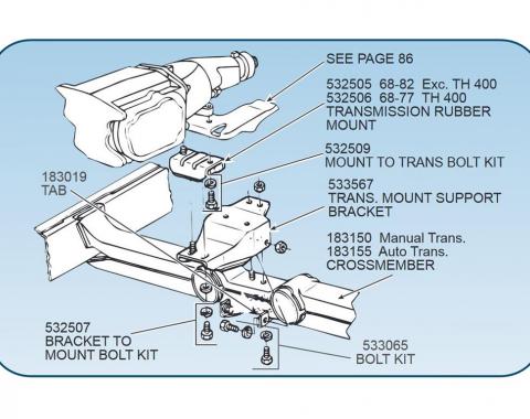 68-79 Transmission Crossmember To Transmission Mount Tabs - Weld To Crossmember