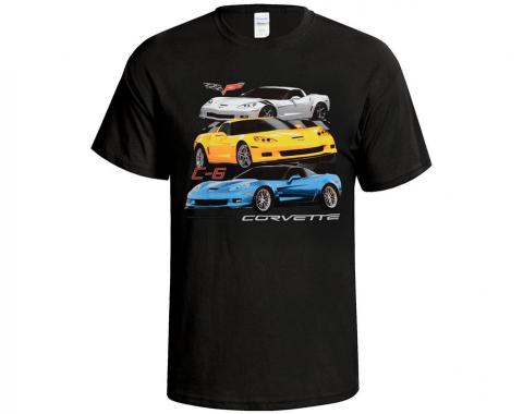 T-Shirt C6 Black 3 Car Front Print