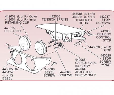 70-82 Headlight Door Stop - Right