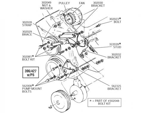 65-74 Alternator Mounting / Power Steering Adjusting Stud - 396 / 427 / 454