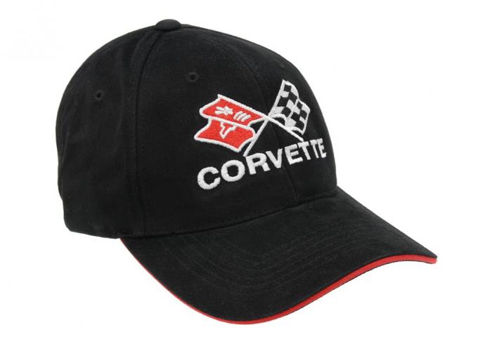 Hat - C2 And C3 Crossflag Logo Black With Red Piping