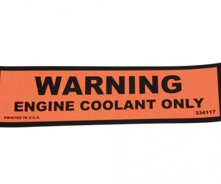 74-77 Cooling System Decal - Coolant Warning On Expansion Tank