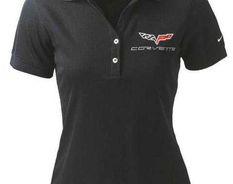 C6 Corvette Ladies Nike Dri Fit Black Polo Shirt