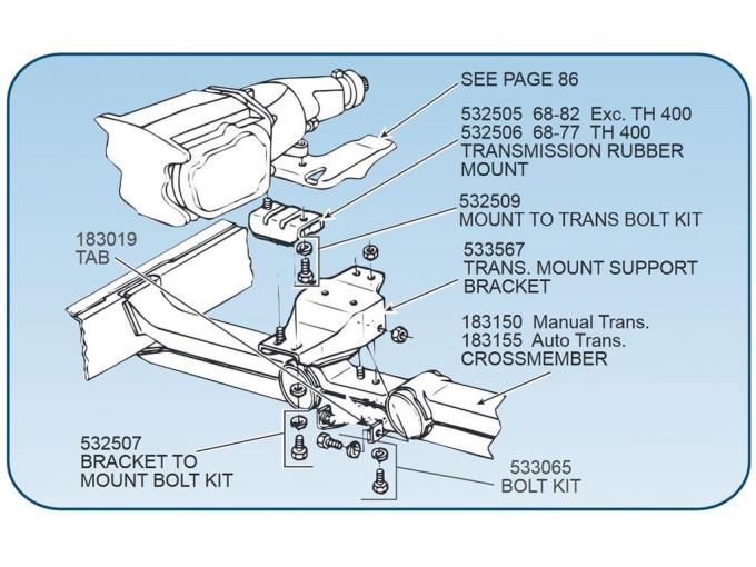 68-79 Transmission Crossmember To Transmission Mount Tabs - Weld To Crossmember