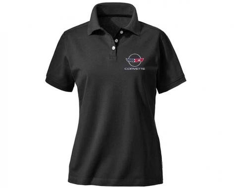 Polo Shirt - Womens Black Devon & Jones Fine Pima Pique - C1 through C6 Logo
