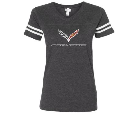 T-Shirt C7 Logo Ladies Smoke Striped Sleeve