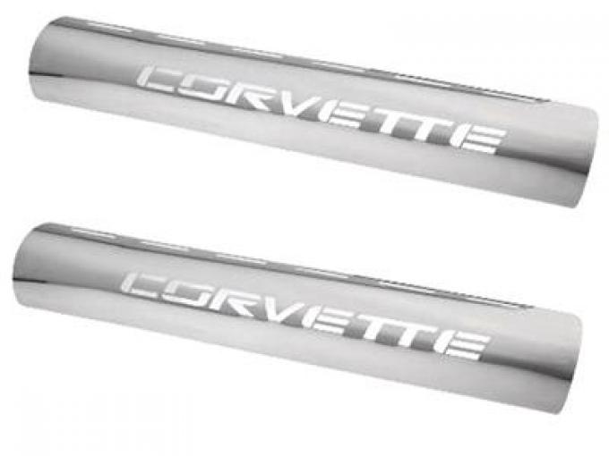 63-82 Side Exhaust Shields - Corvette Logo - Pair