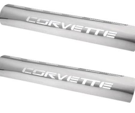 63-82 Side Exhaust Shields - Corvette Logo - Pair