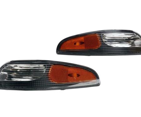97-04 Euro Black Front Parking / Turn Signal Lamp / Side Marker Lights - Pair