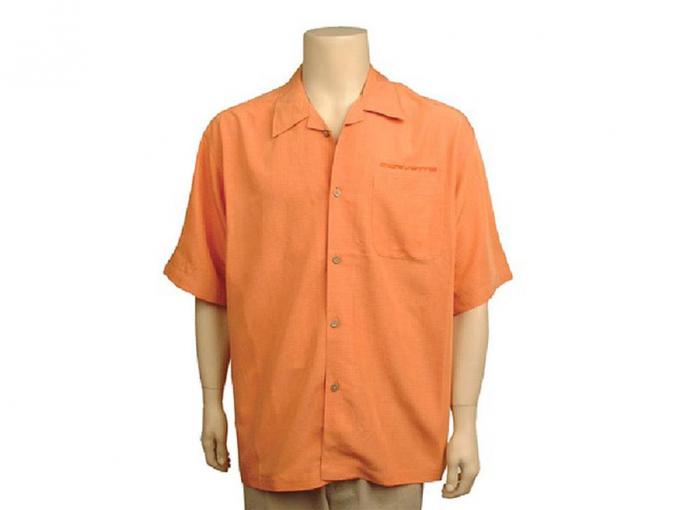 Shirt Orange Cubavera Camp Embroidered Script