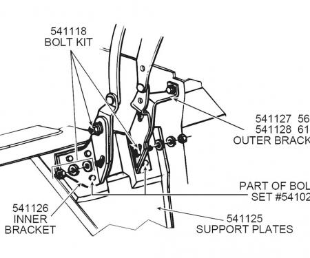 56-62 Soft Top Bracket Support Plates