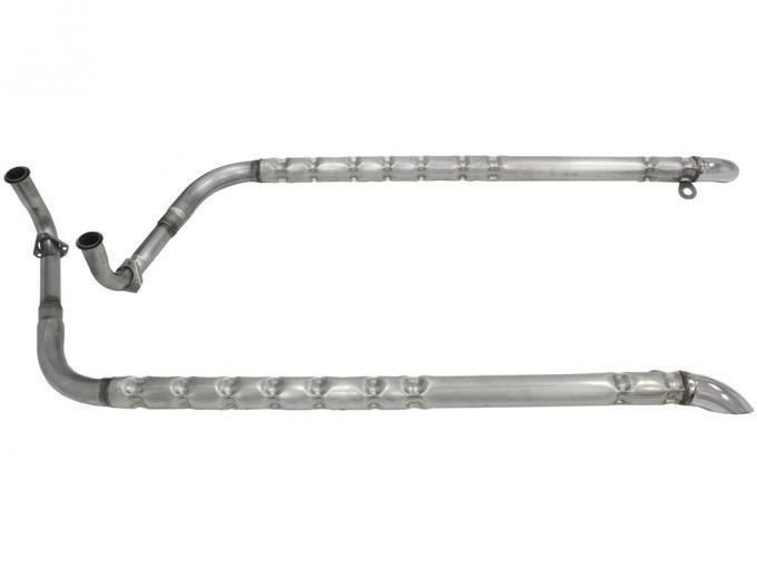 63-65 Side Exhaust Pipes Original Sound 2 1/2" 327 Carbon Steel -Chrome Tip