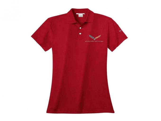 C6 Corvette Ladies Nike Dri Fit Red Polo Shirt