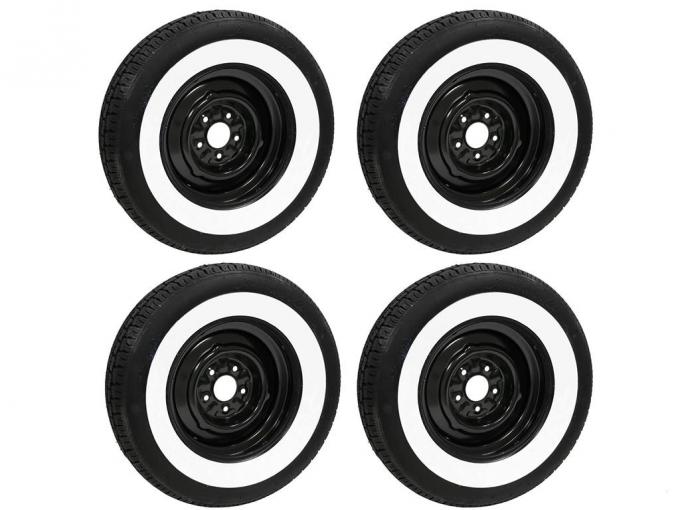 1953-1962 2-1/2&rdquo; Whitewall American Classic Radial Tires with Wheels Mounted