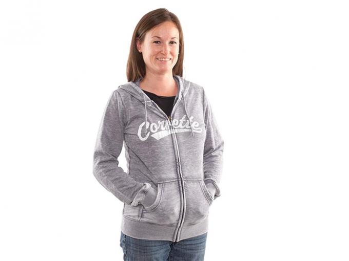 Gray Juniors Burnout Corvette Lettering Hoodie