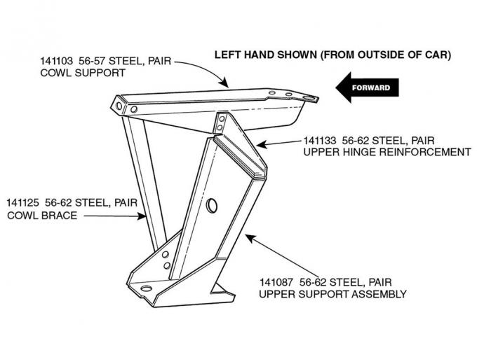 56-62 Cowl Braces - Pair ( Steel )