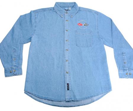 Men's Long Sleeve Denim Shirt With Choice of Embroidered Emblem