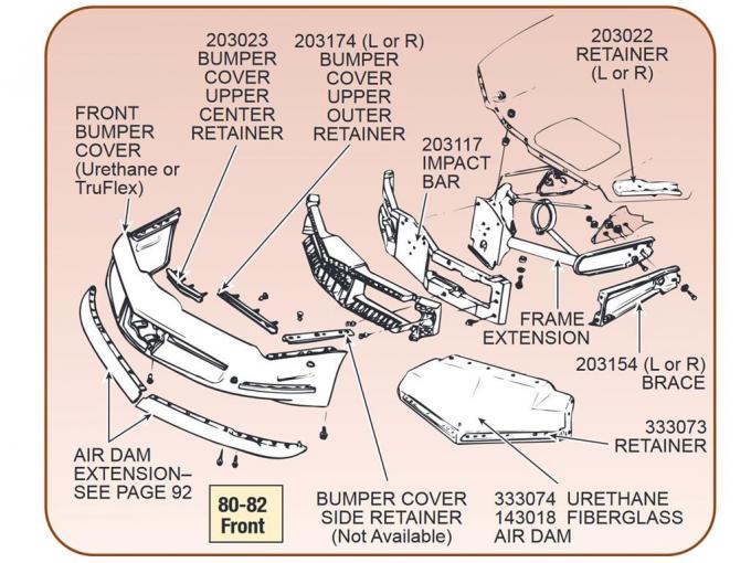 80-82 Bumper Cover Retainer - Front Upper Outer Left